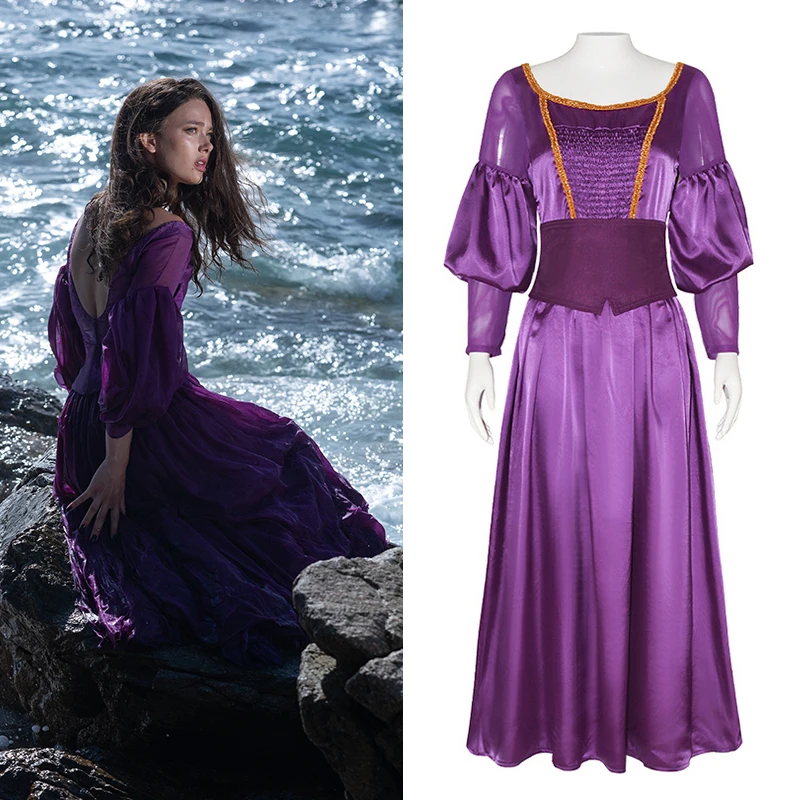 

New The Little Mermaid Vanessa Cosplay Costume Dress for Women Purple Anime Long Dresses Clothes Halloween Costumes for Women