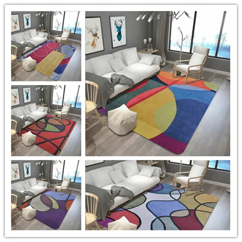 

New Geometric color Carpets kitchen bathroom water uptake antiskid Tapete Soft Floor Mats Living Room Bedroom Decor Carpet/Rugs