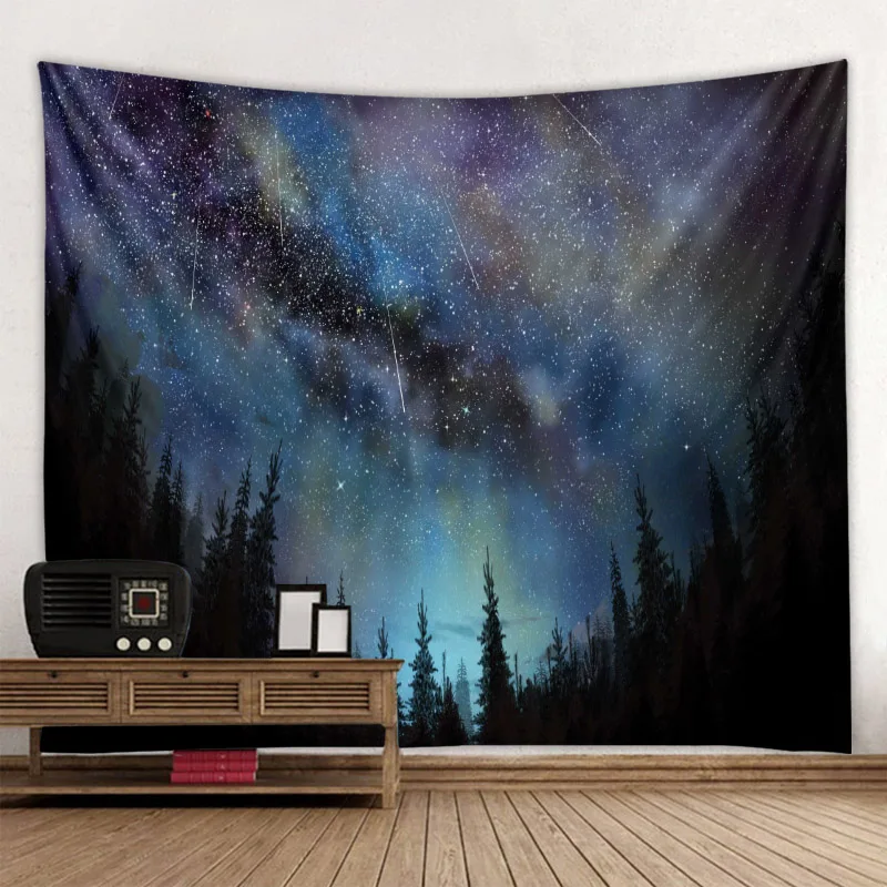 Tapestry Mysterious Forest Wall Hanging Mandala Tapestry Starry Sky Psychedelic Decorations Bedroom Bedside Living Room Hanging