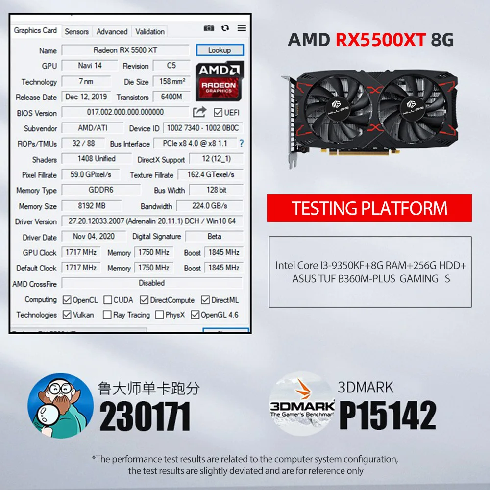 Placa gráfica MLLSE Desktop, AMD, RX5500XT, 8GB,