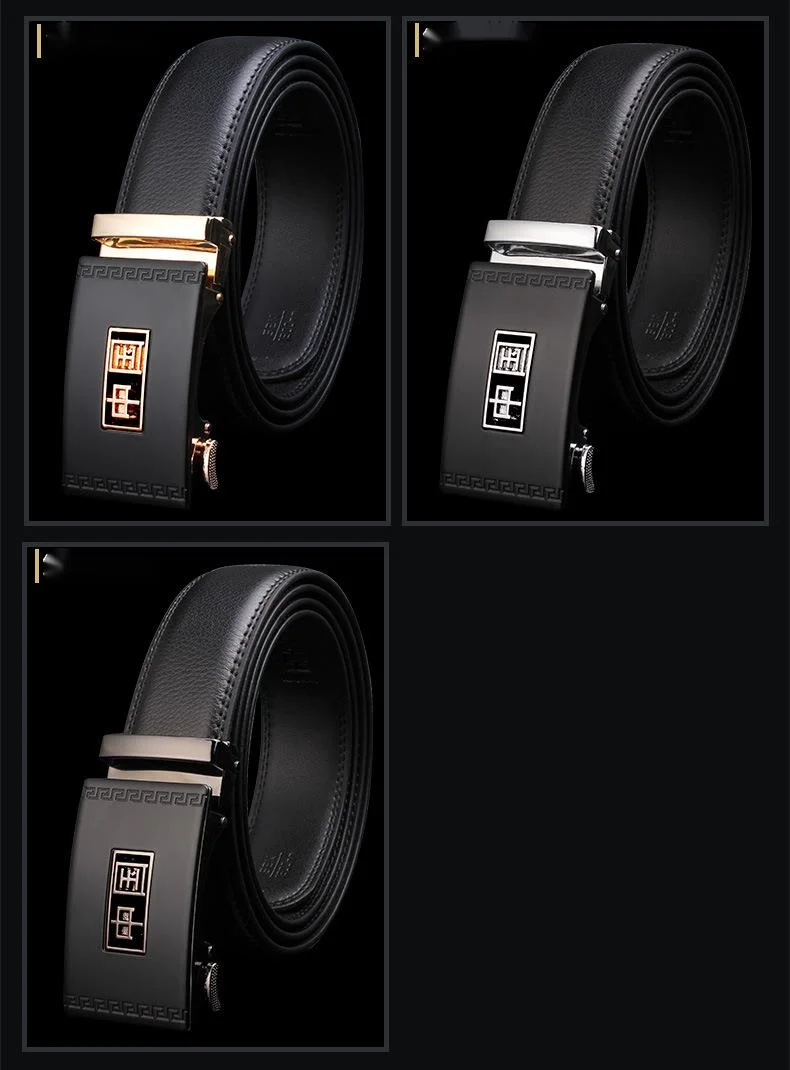 Automatic Buckle Crocodile Pattern Leather Belt For Men_voghion.com