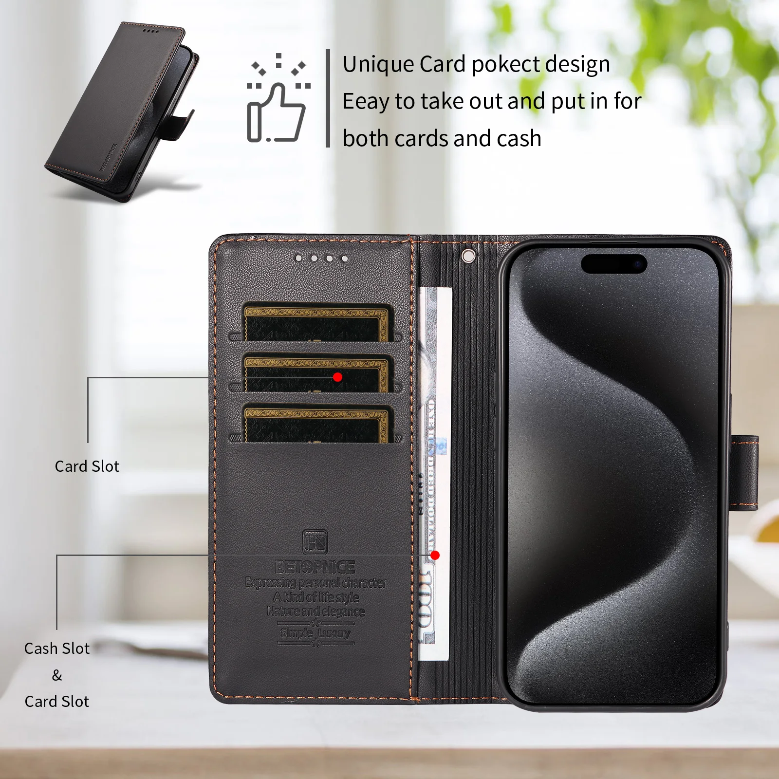 Magnetic RFID Blocking Leather Shockproof Case Cover