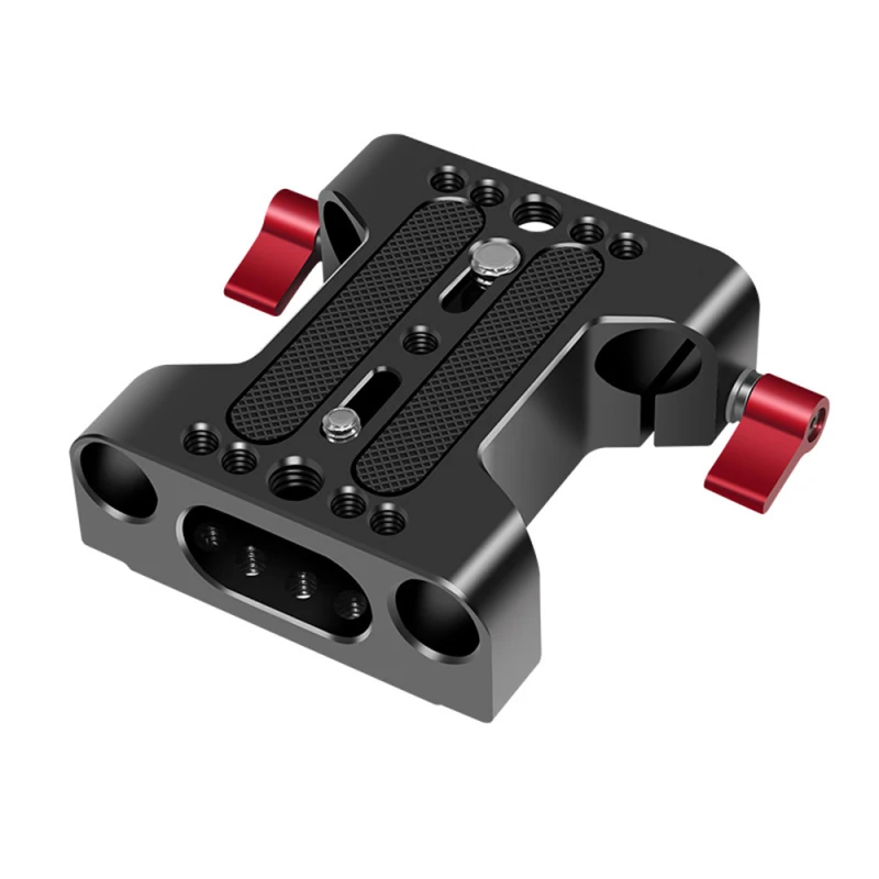 Multipurpose Camera Base Plate with 15mm Rod Rail Clamp Tripod Mounting Baseplate Aluminum Alloy for DSLR Rig Support System
