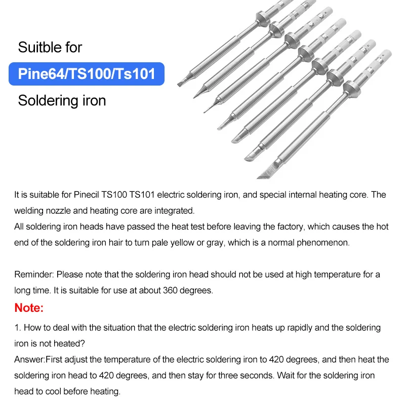 Soldering Iron Tips For Replacement Pine64 TS100 TS101 SI012 Pinecil