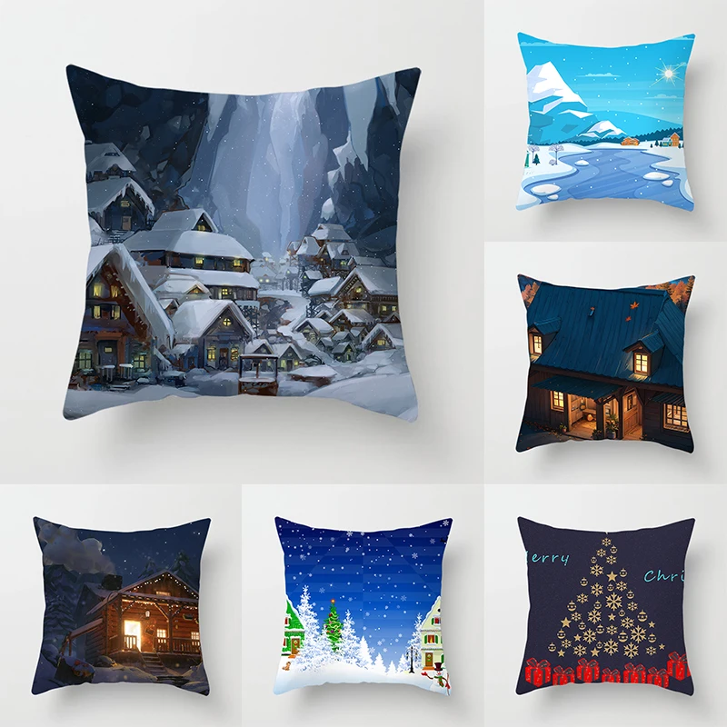 

Christmas Home Pillow Covers Printed Bed Decor Cushion