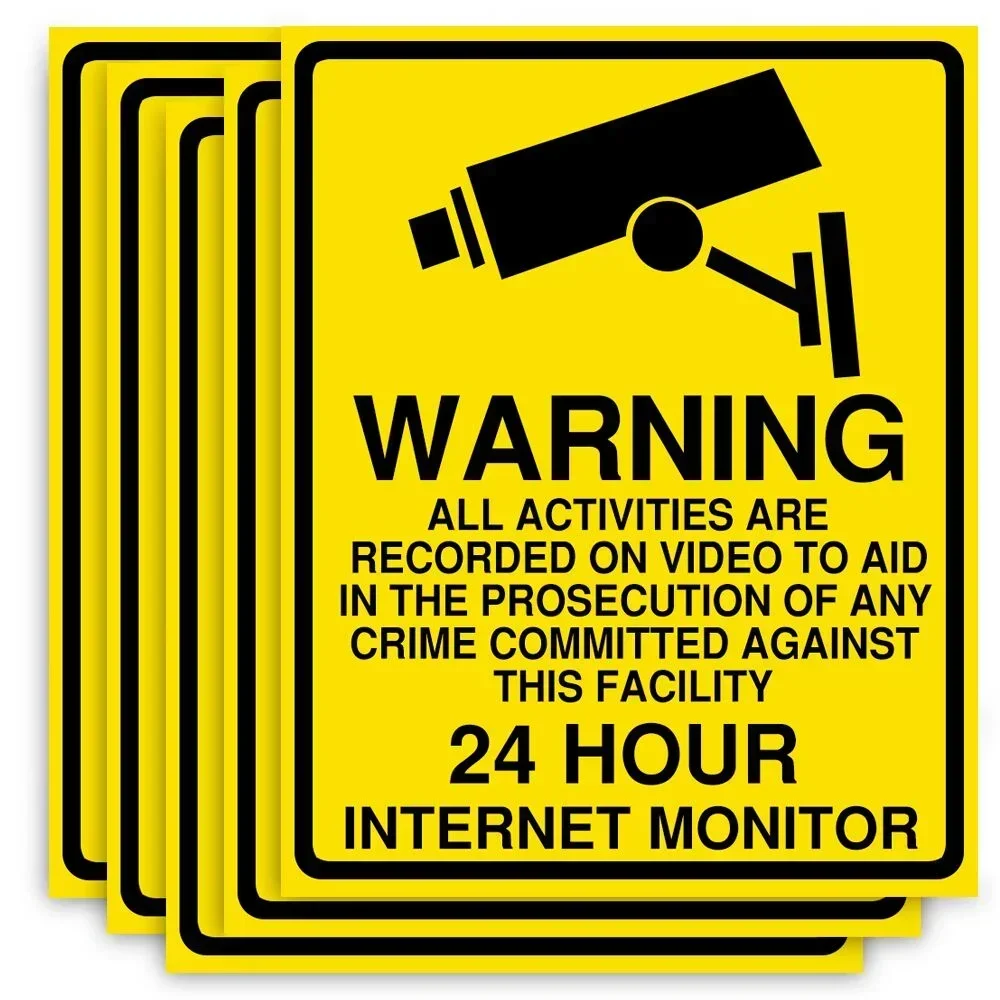 Warning Sticker PVC Camera Alarm Sticker Waterproof Sunscreen Home CCTV Video Surveillance Security Decal Signs 1/3/5pcs