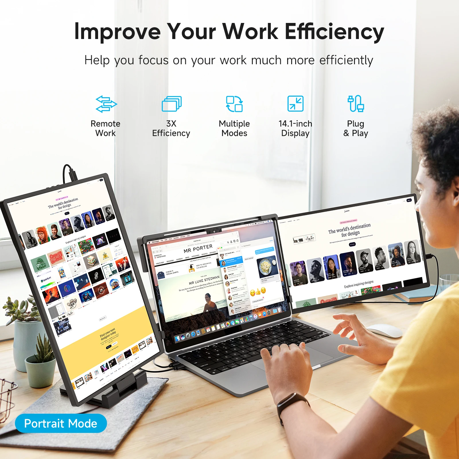 موسع شاشة الكمبيوتر المحمول المزدوج الثلاثي من Dop...