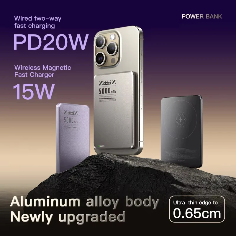 Xiaomi 5000mAh Magnetic Ultra-thin Power Bank Slim Wireless Powerbank Portable External Battery for Magsafe for iPhone Samsung 3