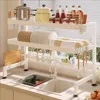 Kitchen Sink Dish Drying Rack Dustproof bowl Shelves Adjustable Stainless Steel Cupboard Kitchenware Holder heighten Cabinet 2