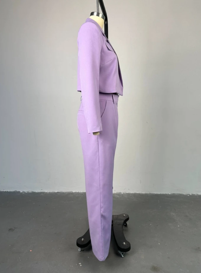Women's Spring and Summer 2024 New Solid Casual Set Fashionable Solid Color Lapel Suit Top Wide Leg Long Pants Casual Set