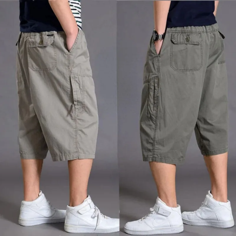 Mens Summer Oversize Fat Cotton Shorts Men Cargo Short Casual Plus Size Cropped Trouser Sport Tactical Baggy Pants Loose 5XL 6XL 3