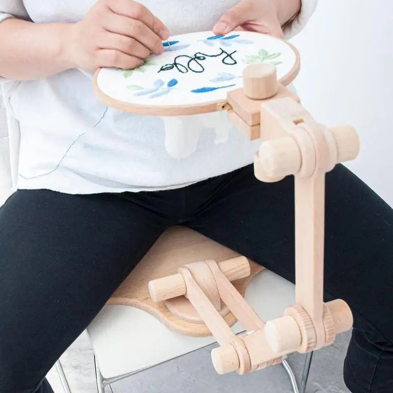 Adjustable Portable Wooden Embroidery Hoop Stand Set Stand Needlework Frame Rack Desktop Embroidery Stand