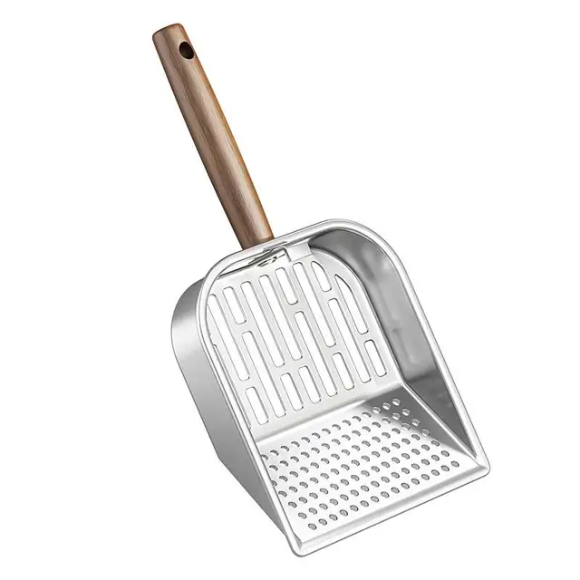 Long Handled Hollow Shovel Cats Supplies Stainless Steel Cat Litter Scoop Long Wooden Handle Pet Waste Shovel Cleaning Tool Long Handled Hollow Shovel Cats Supplies Stainless Steel Cat Litter Scoop Long Wooden Handle Pet Waste Shovel Cleaning Tool