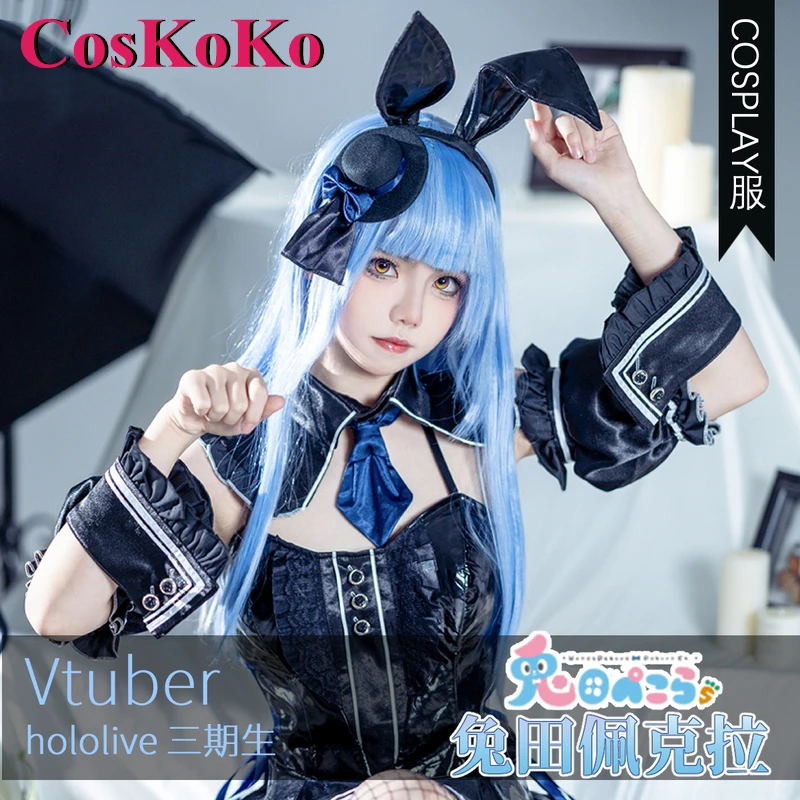 

CosKoKo Usada Pekora Cosplay Anime VTuber Hololive Costume Black Rabbit Sexy Bunny Girl Dress Halloween Party Role Play Clothing