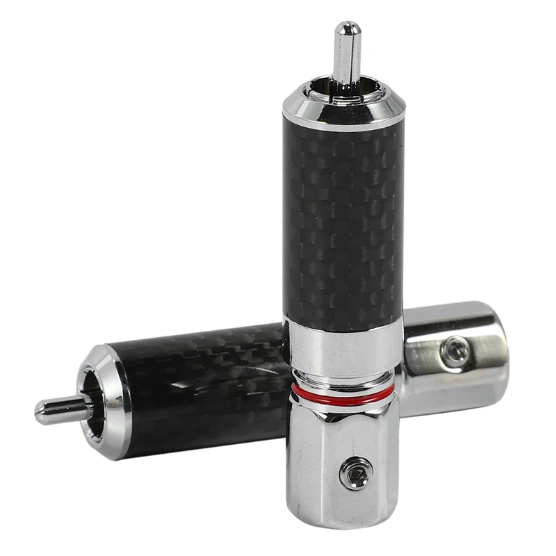 4 Pieces Of Rhodium-Plated Carbon Fiber Lotus Signal Connector, Plated RCA Plug, Coaxial Lotus Terminal