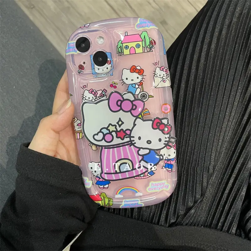

Hellokittys Anime Sanrio Mobile Phone Case Kawaii Cartoon All-Inclusive Drop-Proof Iphone11/12 Protective Case Xs/xr Girl Gift