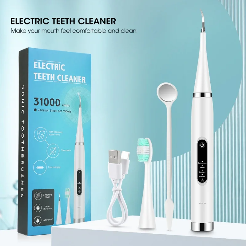 Dental Tartar Eliminator Sonic Tooth Cleaning Tools Electric Toothbrush Plaque Removal Scraper Scaler Tartaro Stain Remover Kit pet wet wipes no rinse dog tooth stain odor remover cat tear earwax cleaning fur ear eye paw washing deodorizing pets wet tissue