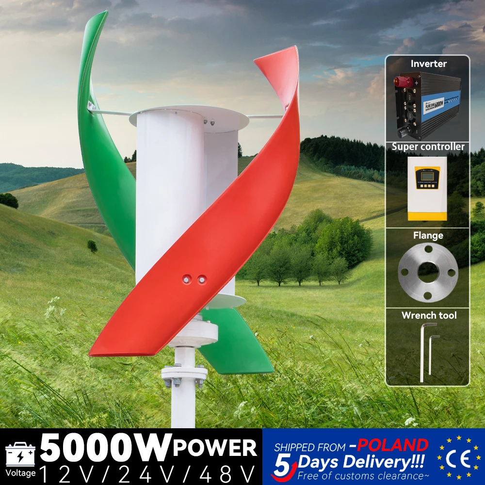 

Portable Kit Windills Turbine Electric Generator Power 5kw2 Fan Blades 12v 24v 48v Free Energy Optional Off Grid System Use