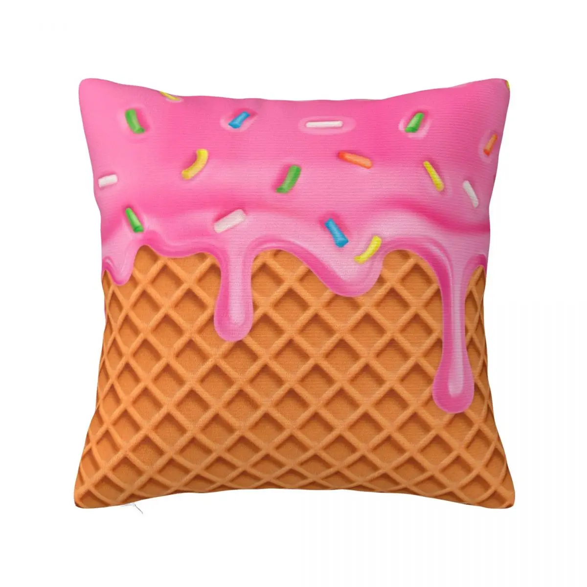 

Strawberry Ice Cream Waffle With Sprinkles Pillowcase Soft Cushion Cover Decorative Throw Pillow Case Cover Home Drop Shipping