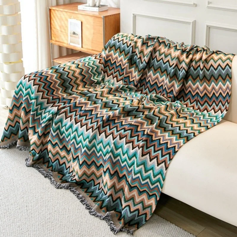 Retro Cotton Linen Sofa Towel Anti Cat Scratch Four Season Universal Sofa Covers for Living Room Boho Style Couch Slipcover Home 6