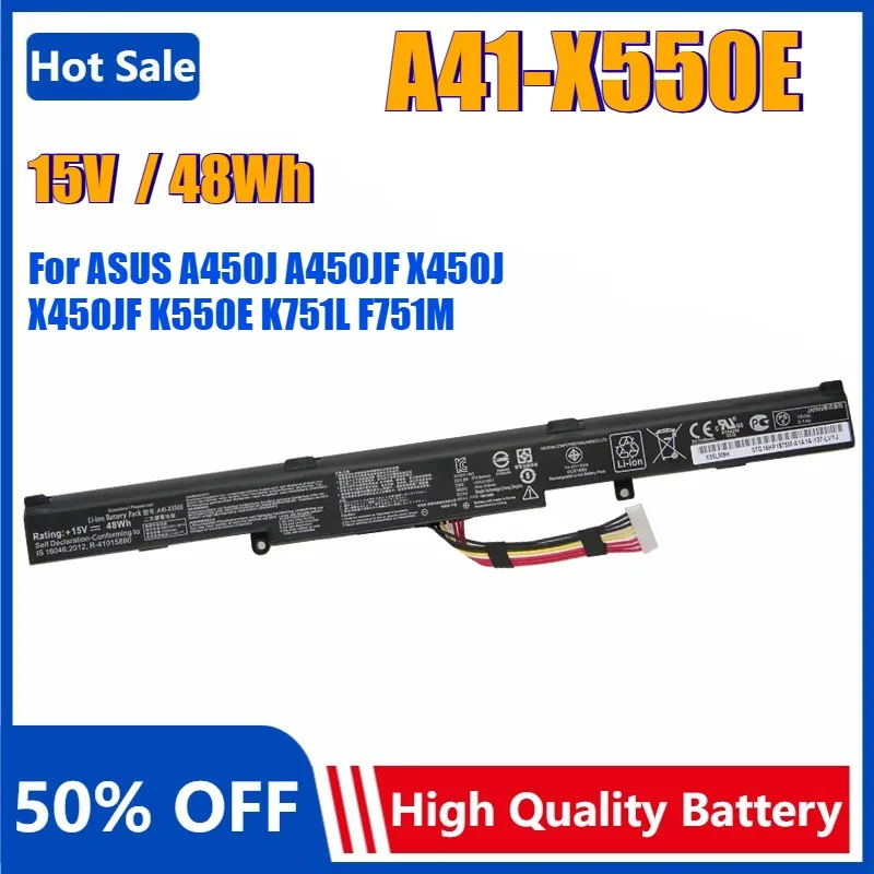 48Wh A41-X550E Запасний акумулятор для ноутбука ASUS A450J A450JF X450J X450JF K550E K751L F751M X450E X550z X550za X751m Bateria