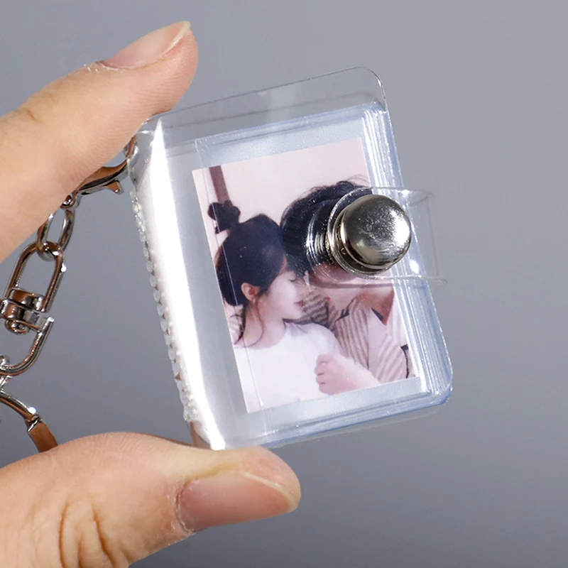 16 Mini Photo Album Keychain Small Instant Picture Albums Pendant ID Photo Storage Interstitial Pocket Keyring Lover Memory Gift