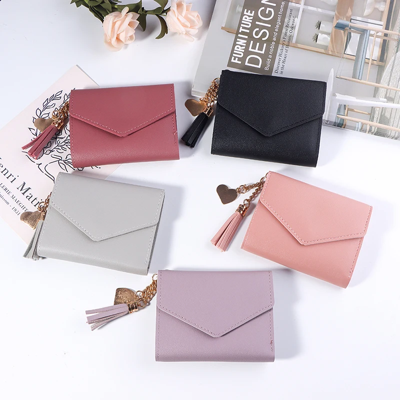 

1Pc 11*9cm Short Tassel Wallet Women Fashion Purse Mini Coin Purse Female Money Pocket Small Card Holder Bag Girl Clutch Bag