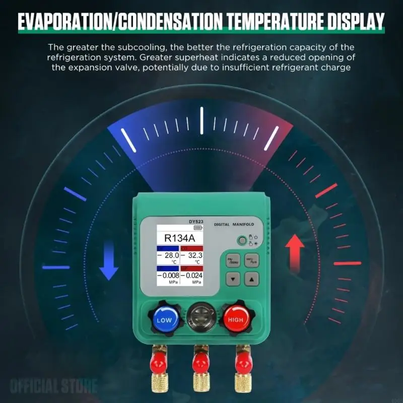 400B Car Air Conditioning Gauge Tool with Real Time Pressure & Temperature Monitoring