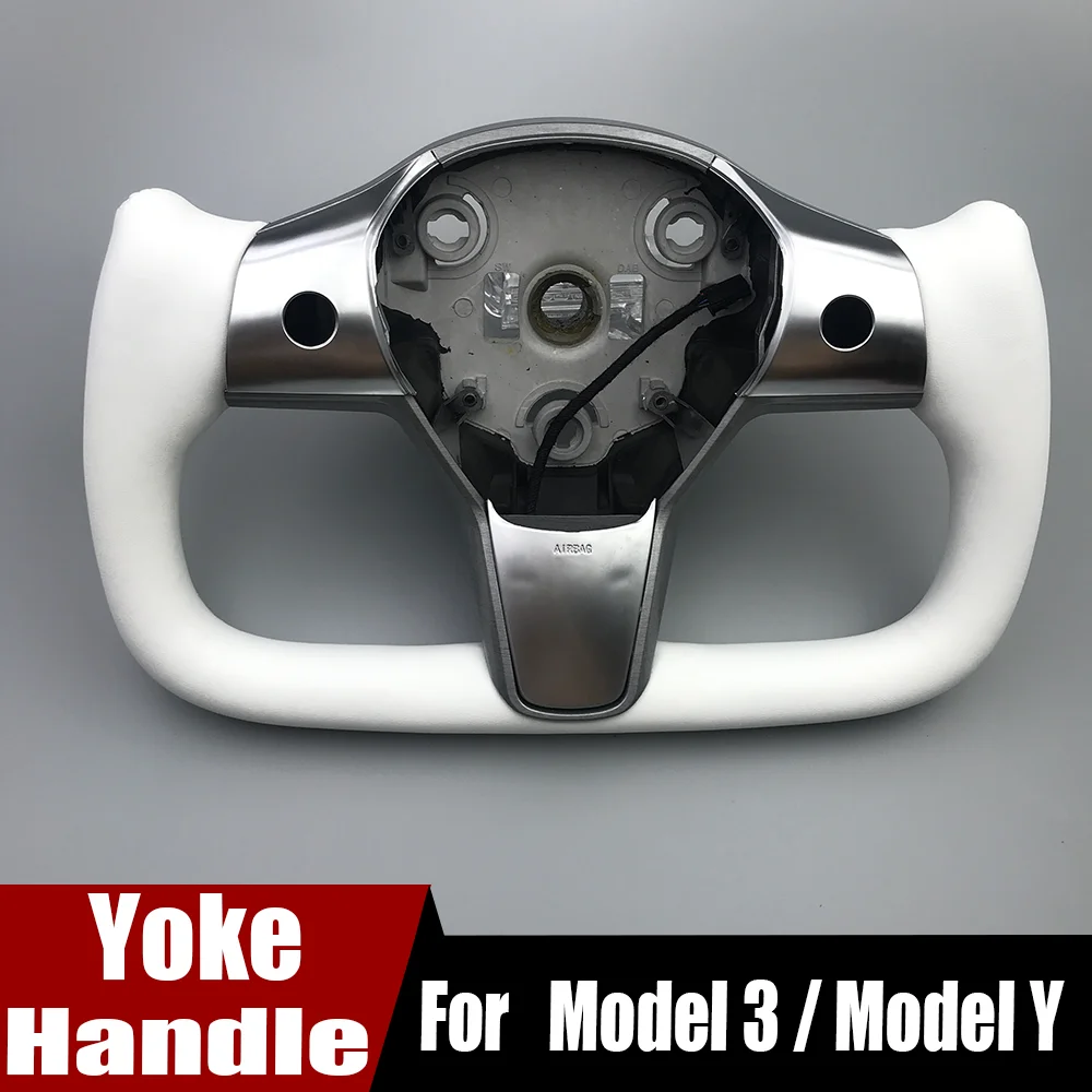

Yoke Handle 350mm 370mm Steering Wheel For Tesla Model 3 Model Y 2017-2023 Napa Leather Racing Optional With Heating Panel Cover