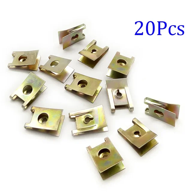 20pcs Car Screw Base U-Type Clips Car Fastener Clips Motor Automobile Engine Fender Bumper Guard Plate Clamp 4