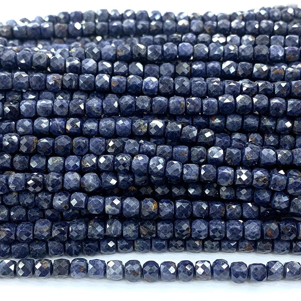 Veemake Zaffiro Pietre Naturali Charms Pietre Preziose Collana Bracciali Orecchini Cubo Sfaccettato Piccole Perline Per La Creazione Di Gioielli 07509