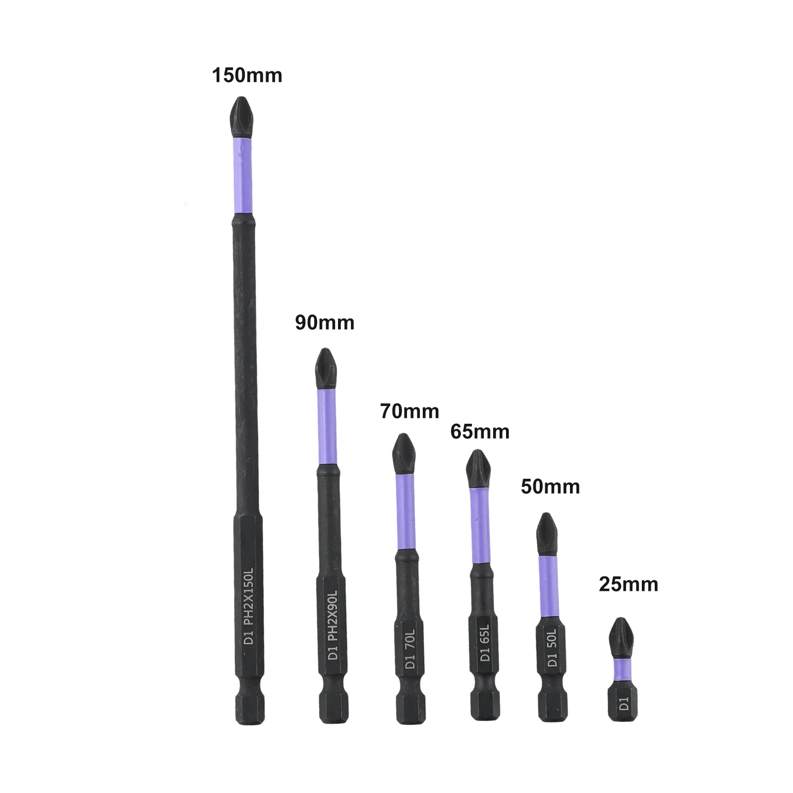 

6PCS PH2 Magnetic Batch Head-Cross Screwdriver Impact Drill Bit Screw 25-150mm Anti-slip Screwdriver Bit Set Hand Tools