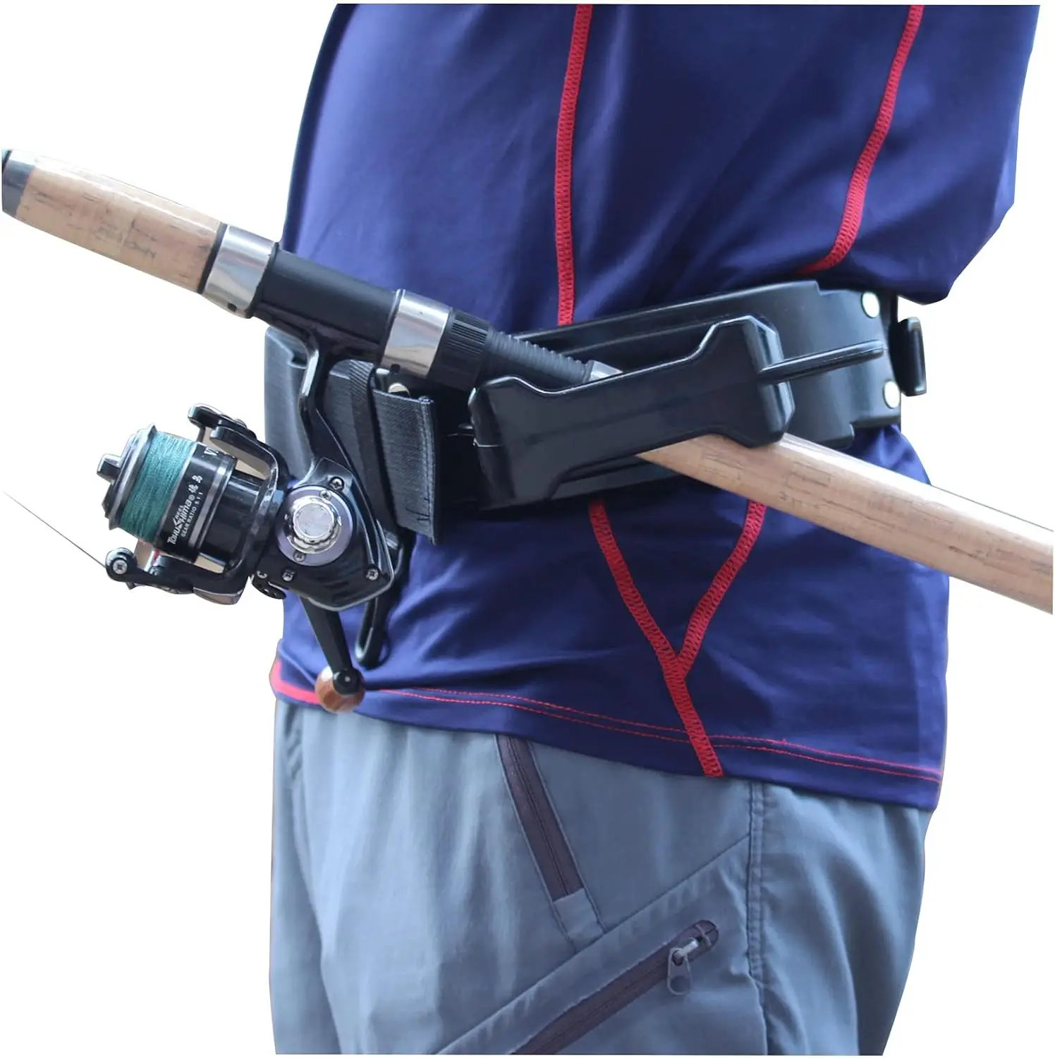 Fly fishing third hand, wearable rod holder, adjustable belt, accessory wading belt with 20 soft baits
