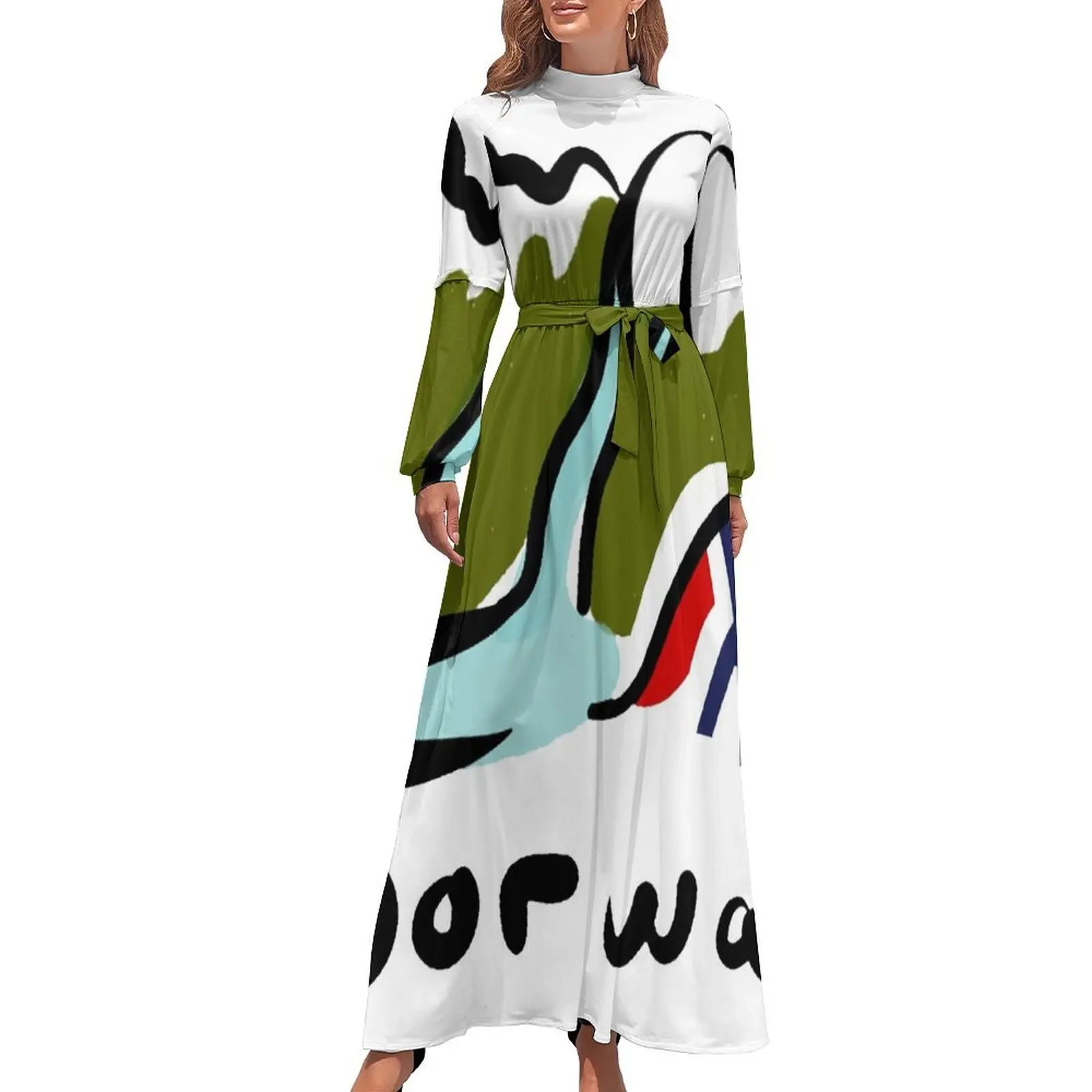 thumbnail image 1 of Diseño de la bandera de Noruega Ilustración de fiordo Vestido largo Traje de verano para mujer Vestido para mujer, 1 of 5