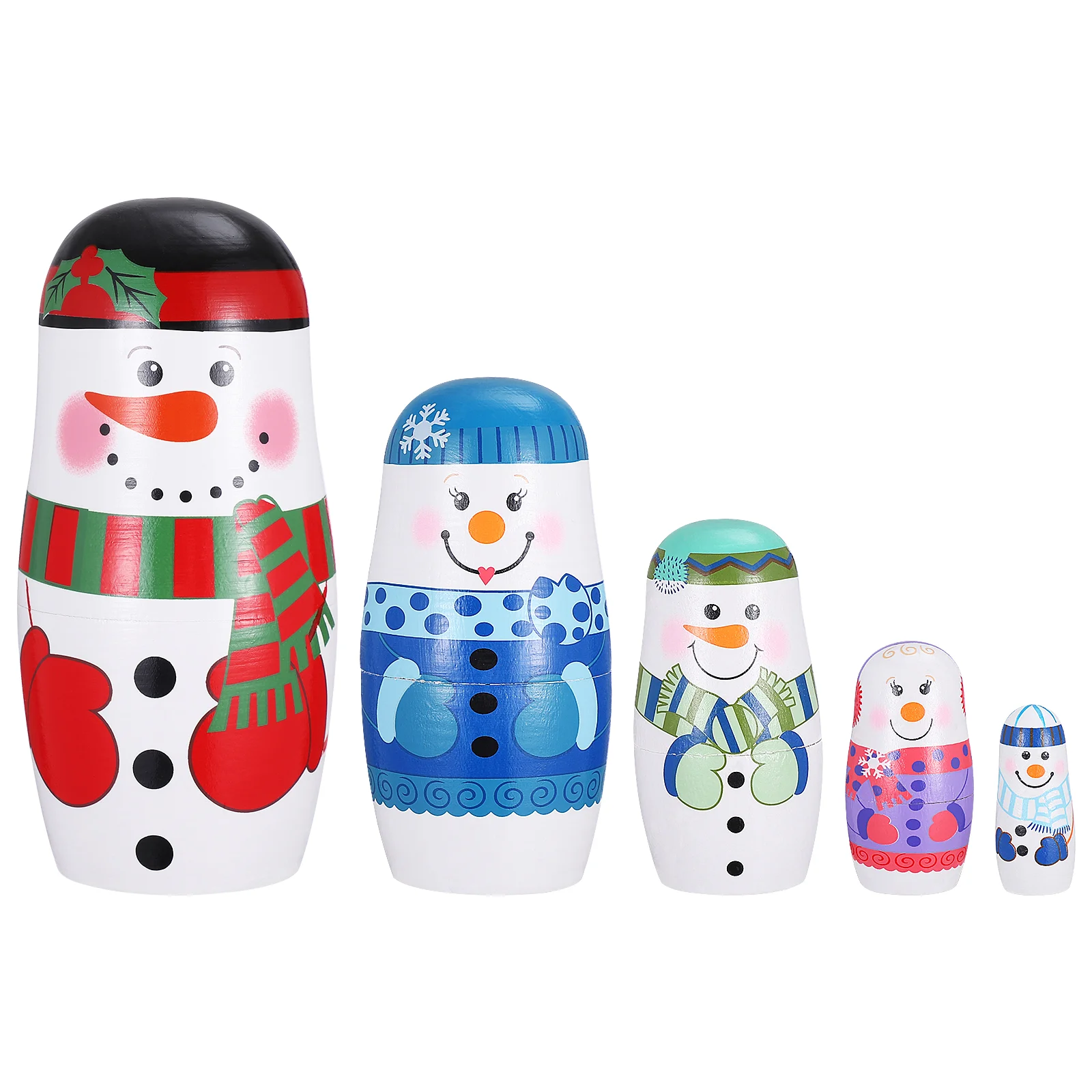 

Snowman Doll Decoration Wooden Snowman Matryoshka Craft Snowman Russia Doll for Birthday Banquet Party
