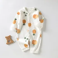 Pure Cotton Print Infant Long Sleeve Bodysuit Newborn Clothing Baby Home Wear New Toddler Boys Girls Cute Loose Pants Rompers 3