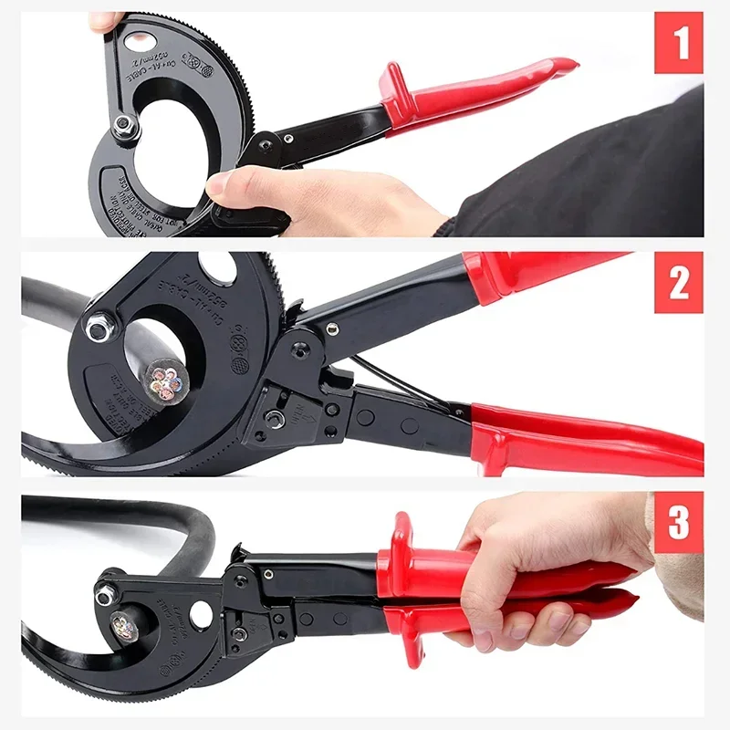 MALAYAS HS520A Heavy Duty Ratchet Cable Cutter - Cuts Aluminum & Copper Cable Up To 400mm² - One-Hand Operation Tool-1111086