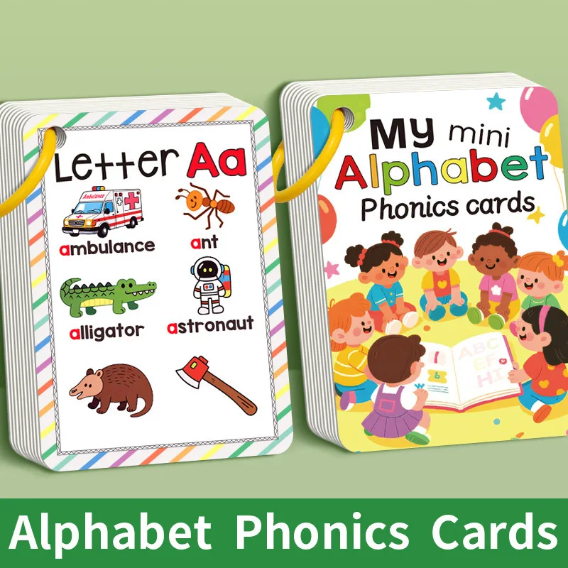 26 Letters English Alphabet Cards 156 Words with Pictures Children's Flashcards Colorful Design A-Z Cards Words Cards Kids Gifts