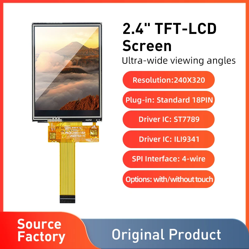 Lcd display module display module led display touchscreen display 2.4 inch TFT LCD screen IPS full angle capacitive touch plug-in standard 18PIN SPI serial port driver chip ST7789V/ILI9341
