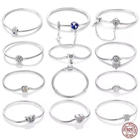 Bracelet Silver 925 Original 17-20CM Star Moon Sun Four Leaf Clover Green Zircon Bracelets Fit DIY Charms Birthday Jewelry Gifts 1