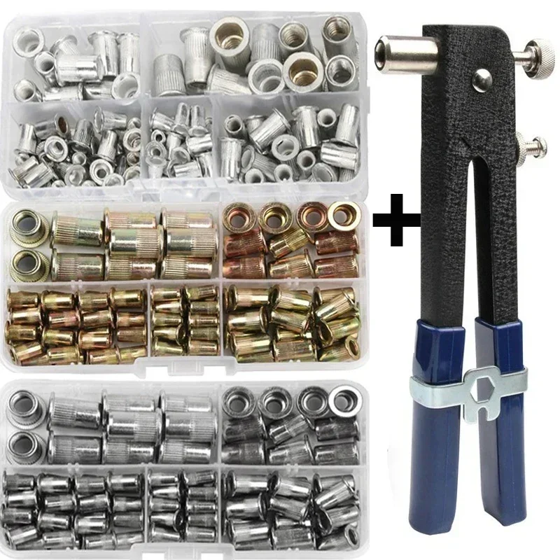 Rebite Nuts Gun Mandrel Kit 100 Pcs m3 m4 m5 m6 m8 Nut Rivet Mandrels Repairtool Flatheadscrew Set