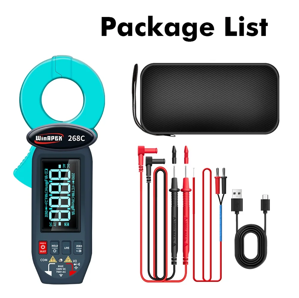 Winapex 268C AC Leakage Current Clamp Meter 0.01mA Professional Current Pliers N