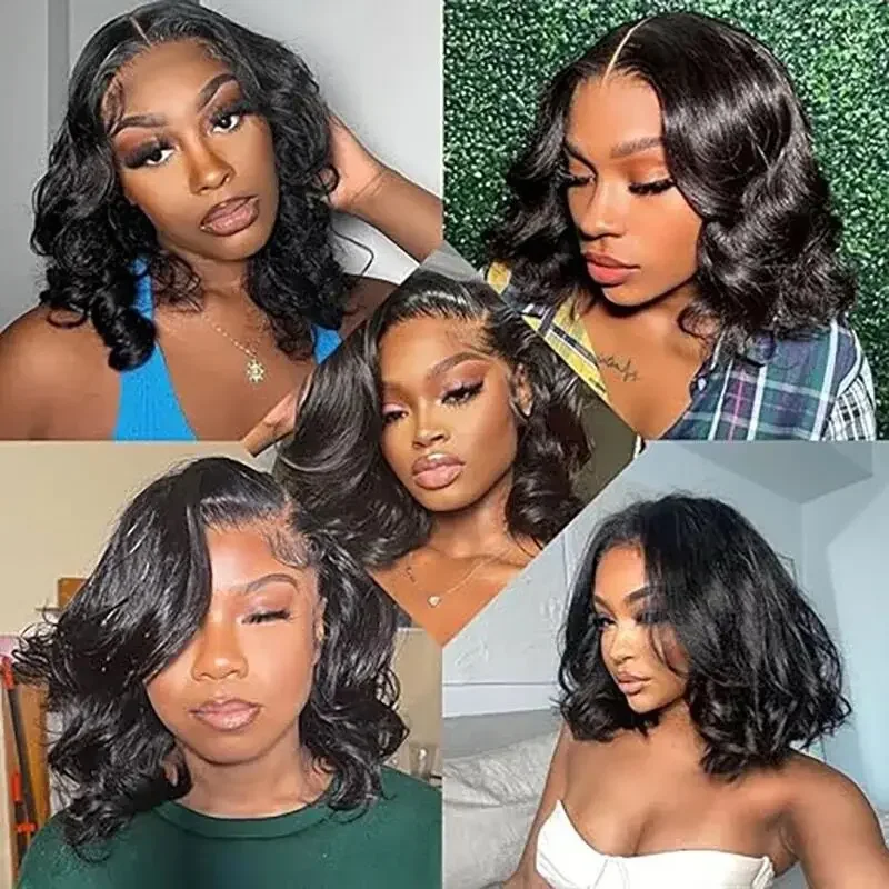 Loose Wave Bob Wigs 13x4 Lace Frontal Human Hair Wigs Pre Plucked Ready to Wear Glueless Wigs Loose Body Wave Short Bob Wig 200% 6