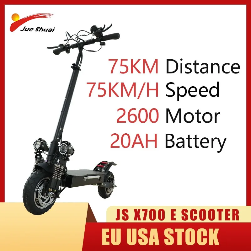 

X700 Electric Scooter, 2600W Dual Motor, 60V, Top 75KM/H & 75KM, Foldable E Scooter with Key, Shock Absorbers, Waterproof Frame