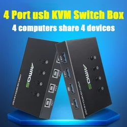 Commutateur kvm USB AM 404K, 4 ports, 1 jeu de commandes clavier et souris, 4 hôtes 