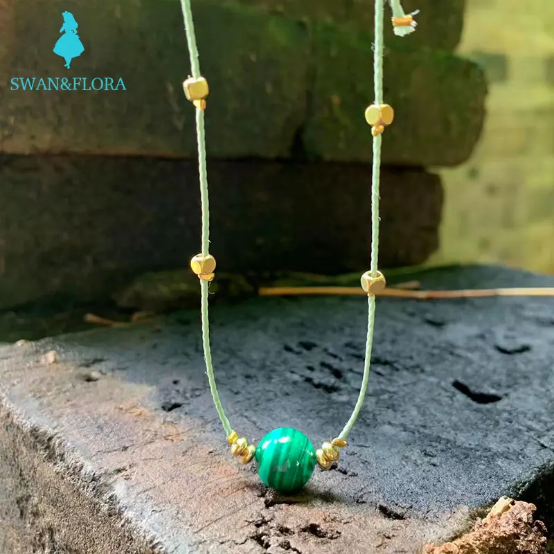

Natural Malachite Choker Necklace Labradorite Gemstone Women High Quality Jewelry Design Handmade