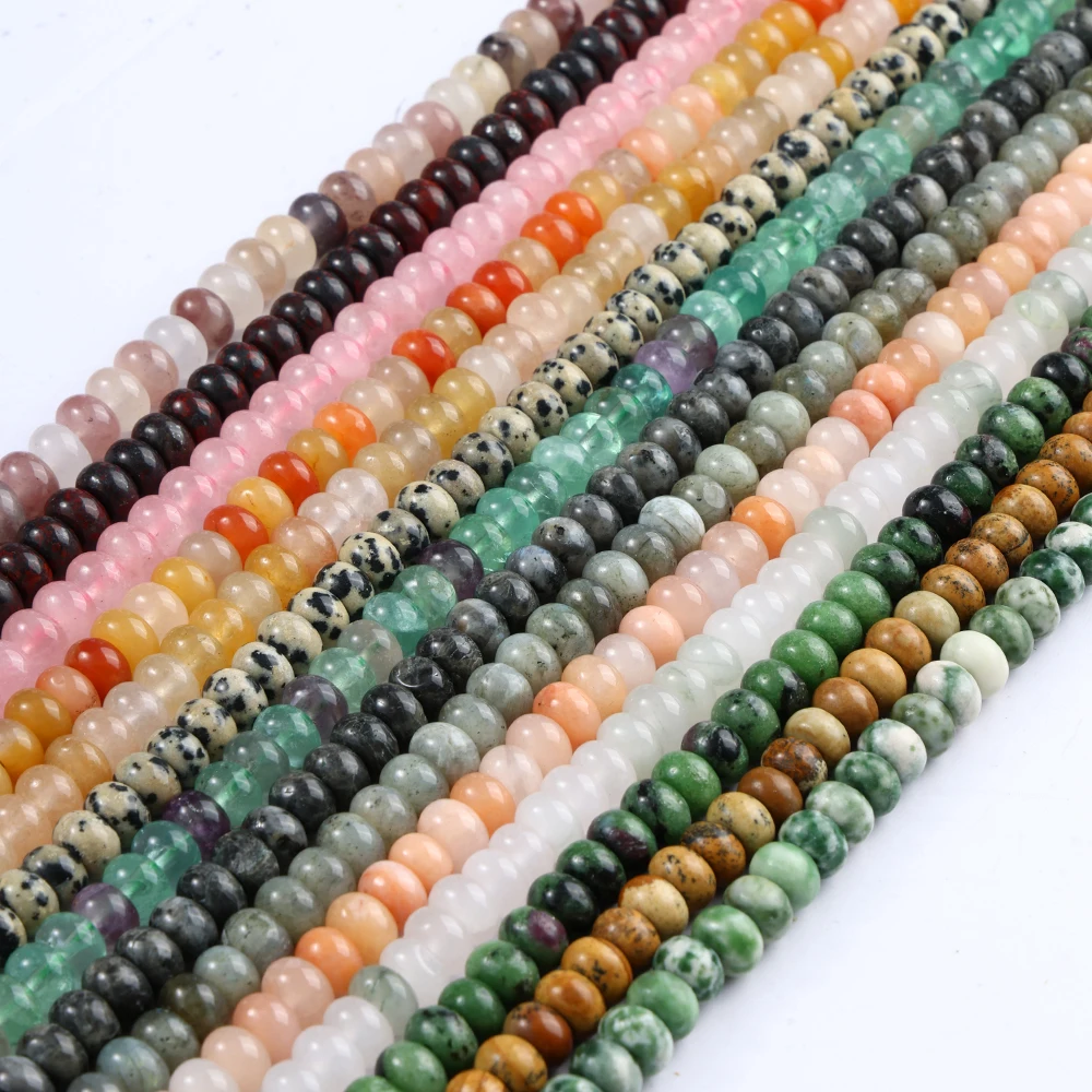 5*8mm Natural Stone Rondelle Beads Tiger Eye Pink Quartz Fluorite Labradorite Beads for Jewelry Making DIY Bracelet 6