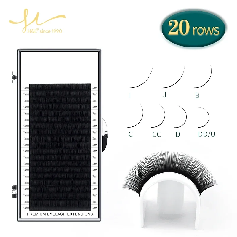 H&L SINCE 1990 20Rows Faux Individual Lashes Maquiagem Cilios for Professionals Black Soft Eyelash Extension Thin Tape