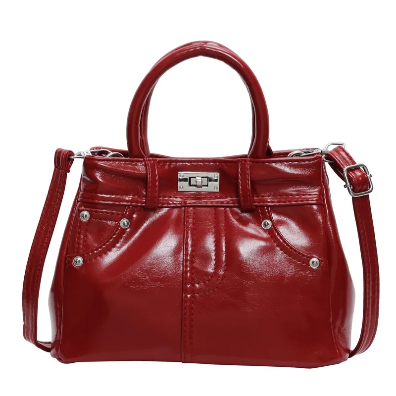 حقيبة دلو جلدية ناعمة للنساء، بتصميم سلسلة كبير، م...