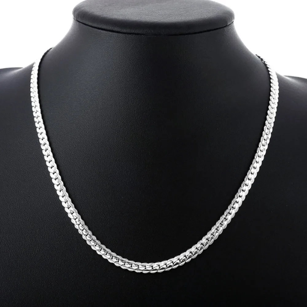 925A  사이드 체인 목걸이와 팔찌 세트, 유니섹스 펜던트가 특징으로, 웨딩 주얼리로 이상적입니다.